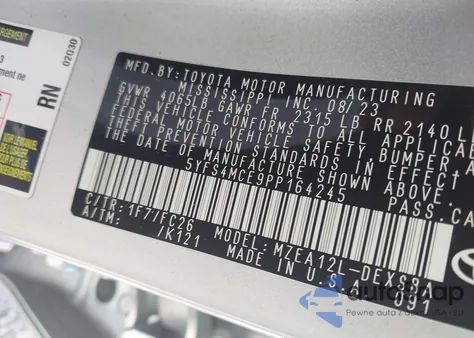 2023 Toyota Corolla Se from USA, damaged, VIN 5YFS4MCE9PP164245